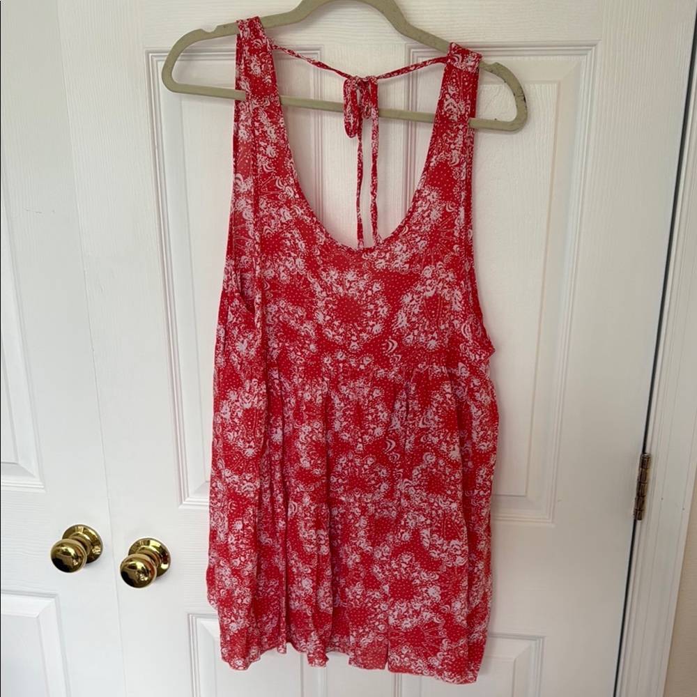 Free People Red Floral Tank Top